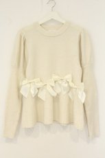 画像1: melume / リボンデコレーションペプラムニット M アイボリー O-26-08-13-029-LO-TO-IG-OS (1)