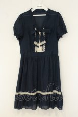 画像1: axes femme / 配色ボータイクラシカルワンピース M ネイビー O-26-08-13-037-AX-OP-OW-OS (1)
