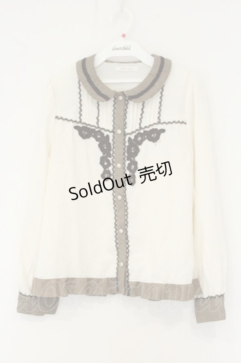 画像1: axes femme / チェック切り替えブラウス M キナリ O-26-08-13-042-AX-BL-OW-OS (1)