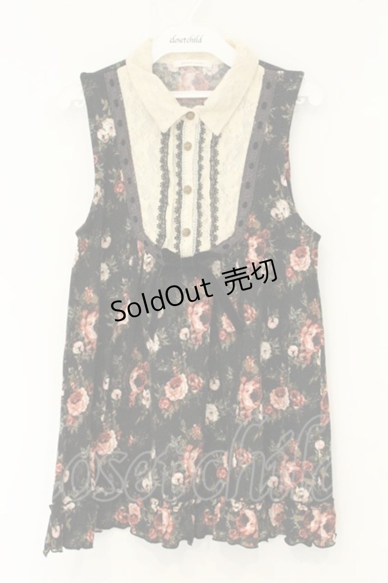 画像1: axes femme / 花柄起毛チュニック M クロ O-26-08-13-049-AX-TO-OW-OS (1)