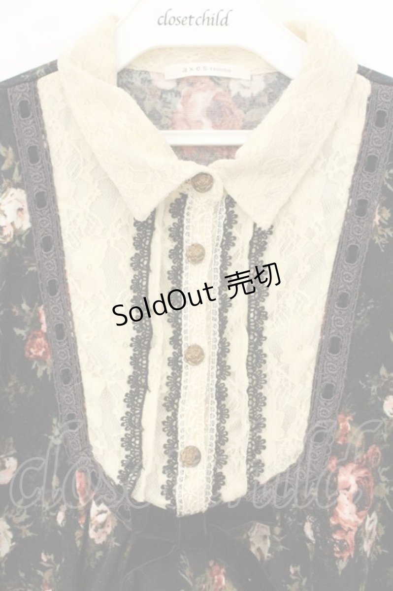 画像2: axes femme / 花柄起毛チュニック M クロ O-26-08-13-049-AX-TO-OW-OS (2)