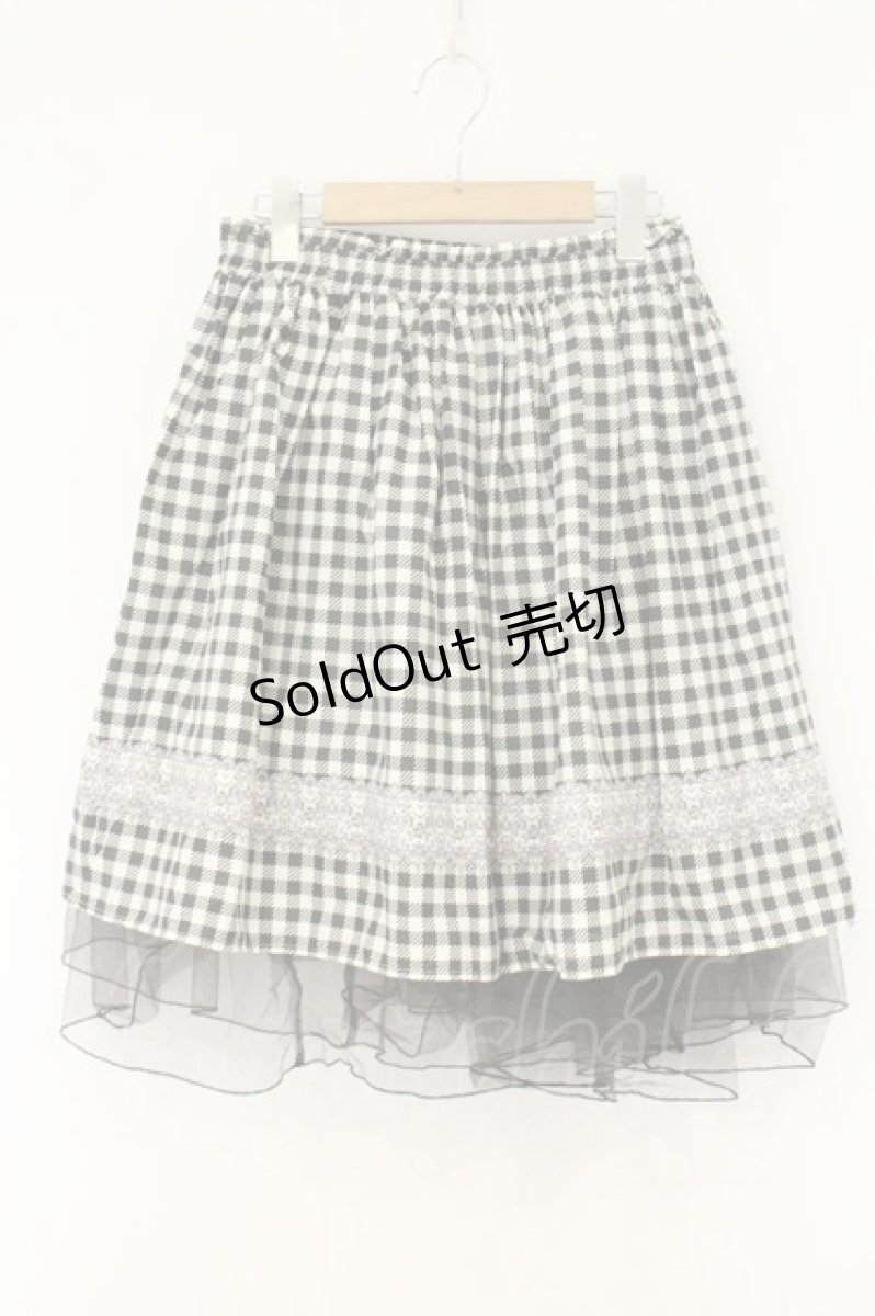 画像1: axes femme / チュール重ねギンガムスカート M クロ O-26-08-13-050-AX-SK-OW-OS (1)