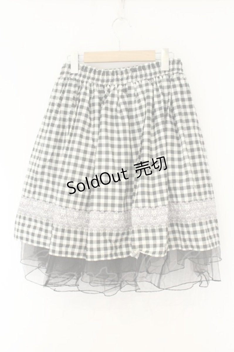 画像3: axes femme / チュール重ねギンガムスカート M クロ O-26-08-13-050-AX-SK-OW-OS (3)