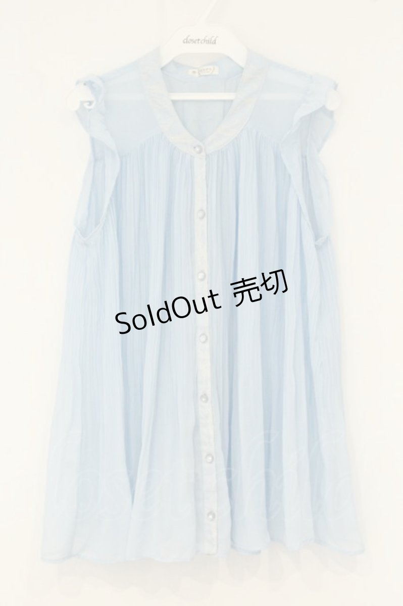 画像1: axes femme / バックレースアッププリーツチュニック  サックス O-26-08-13-053-AX-TO-OW-OS (1)