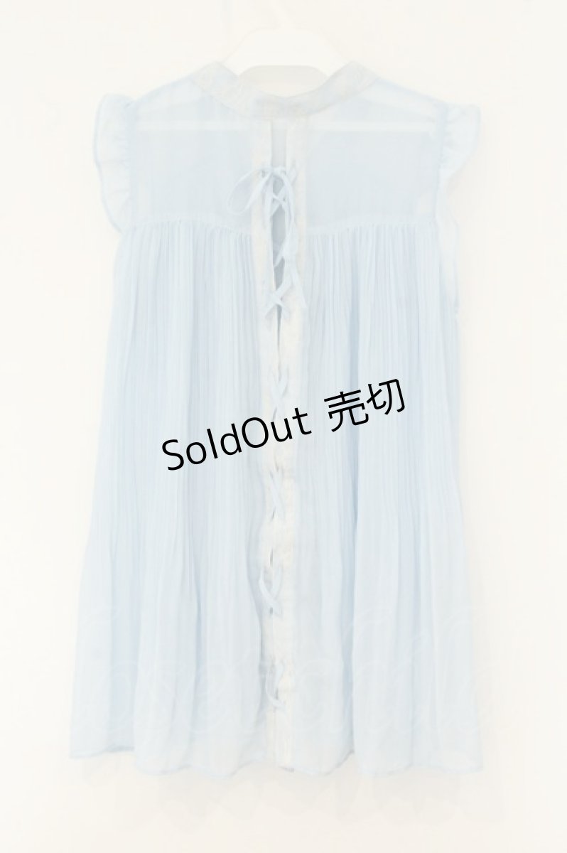画像3: axes femme / バックレースアッププリーツチュニック  サックス O-26-08-13-053-AX-TO-OW-OS (3)