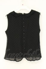 画像3: INGEBORG / フロッキードットノースリーブブラウス L クロ O-26-08-13-069-LO-BL-OW-OS (3)