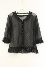 画像1: INGEBORG / フロッキードットシフォンブラウス L クロ O-26-08-13-070-LO-BL-OW-OS (1)