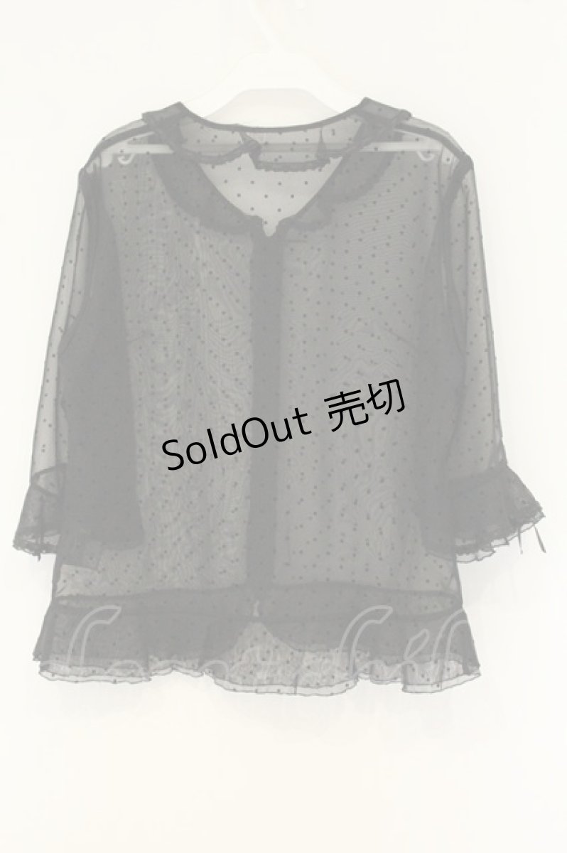画像4: INGEBORG / フロッキードットシフォンブラウス L クロ O-26-08-13-070-LO-BL-OW-OS (4)