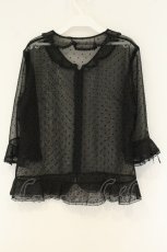 画像4: INGEBORG / フロッキードットシフォンブラウス L クロ O-26-08-13-070-LO-BL-OW-OS (4)