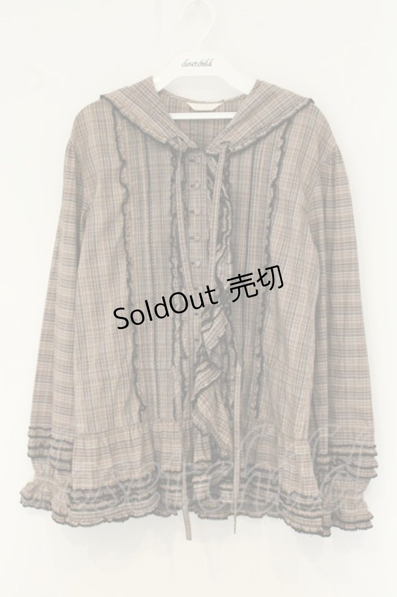画像1: PINK HOUSE / 変形襟チェックブラウス  ブラウン O-26-08-13-075-LO-BL-OW-OS (1)