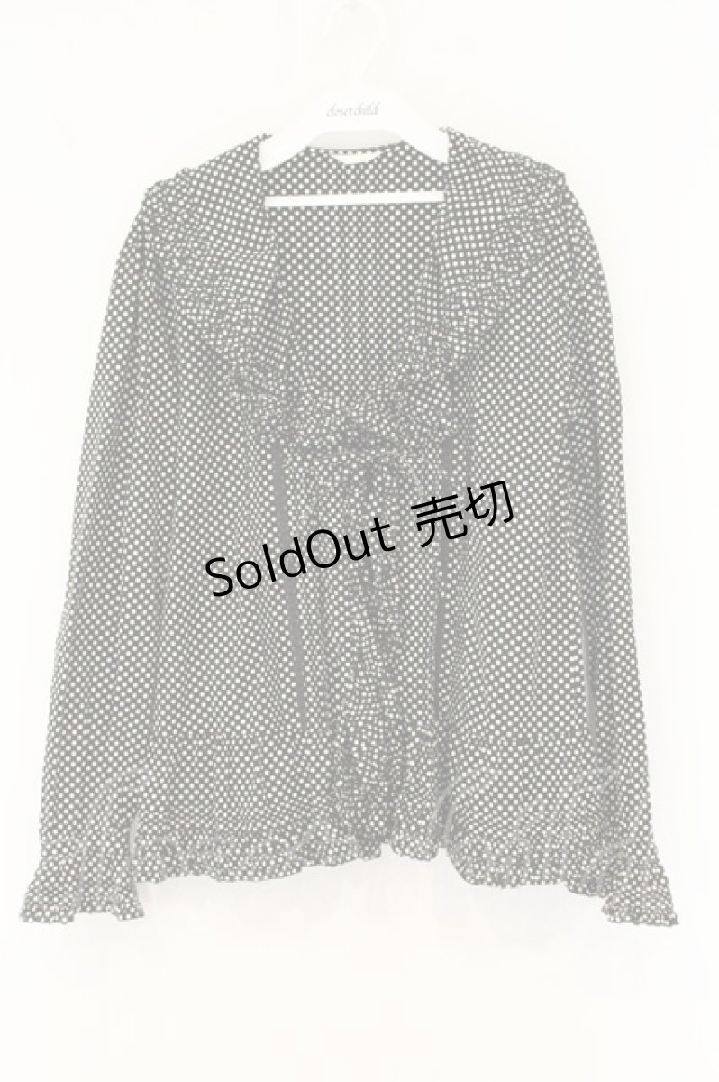 画像1: PINK HOUSE / ドットピコフリルオーバーブラウス  クロ×シロ O-26-08-13-079-LO-BL-OW-OS (1)
