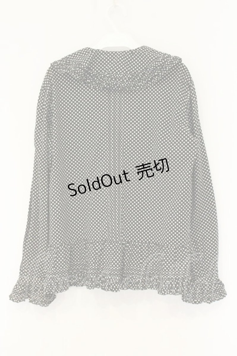画像4: PINK HOUSE / ドットピコフリルオーバーブラウス  クロ×シロ O-26-08-13-079-LO-BL-OW-OS (4)