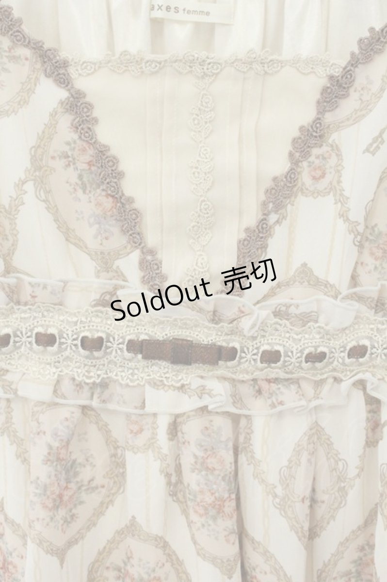 画像2: axes femme / ローズミラー柄チェーンチュニック  アイボリー O-26-08-13-085-AX-TO-IG-OS (2)