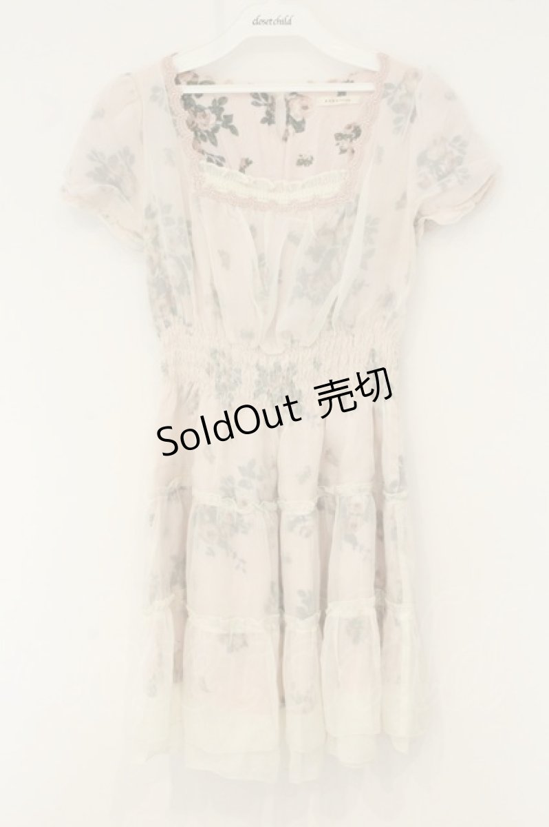 画像1: axes femme / ローズ透かしシフォンワンピース M ピンク×アイボリー O-26-08-13-086-AX-OP-IG-OS (1)