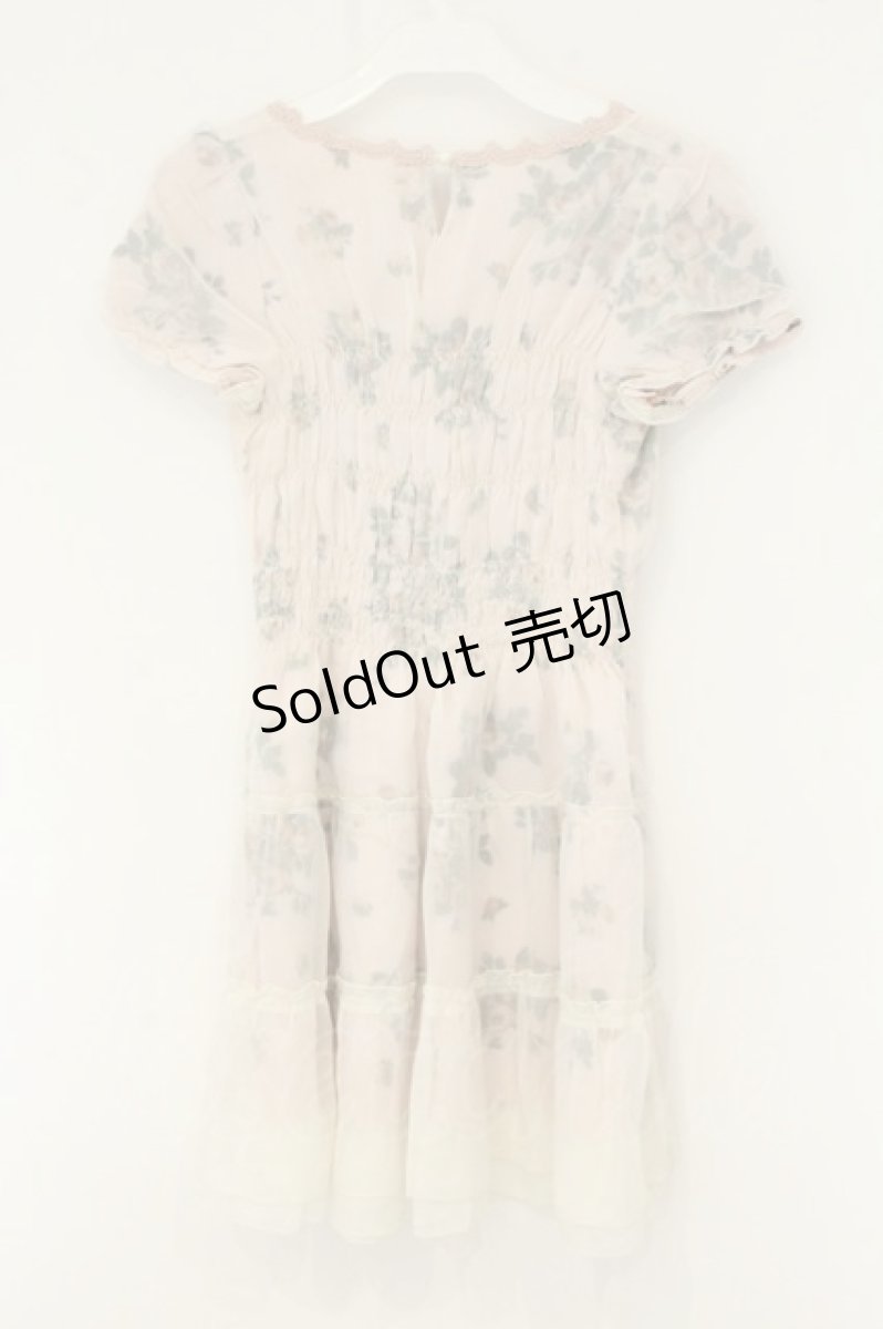 画像3: axes femme / ローズ透かしシフォンワンピース M ピンク×アイボリー O-26-08-13-086-AX-OP-IG-OS (3)