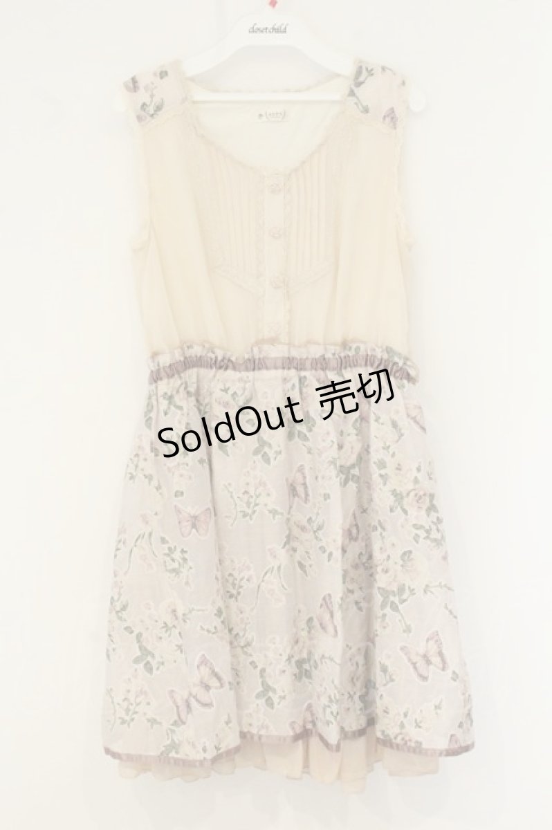 画像1: axes femme / 花×蝶オパールドッキングワンピース M 生成り×ピンクベージュ O-26-08-13-087-AX-BL-IG-OS (1)