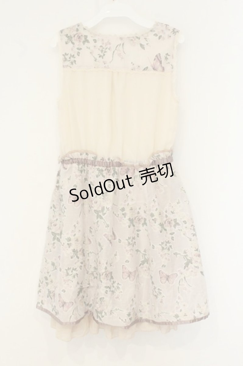画像4: axes femme / 花×蝶オパールドッキングワンピース M 生成り×ピンクベージュ O-26-08-13-087-AX-BL-IG-OS (4)