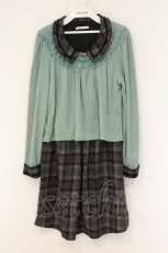 画像1: axes femme / チェックシャツレイヤードワンピース M ライトグリーン×グレー O-26-08-13-090-AX-OP-IG-OS (1)