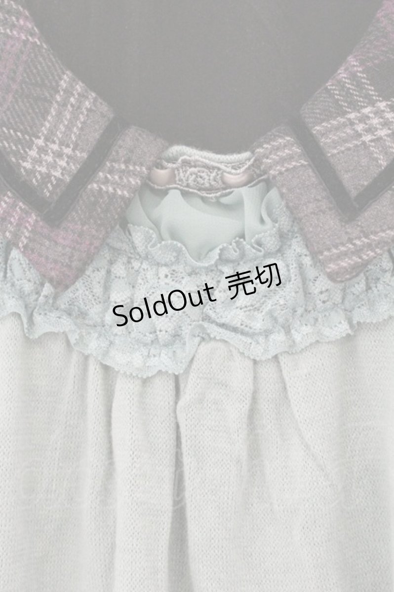 画像2: axes femme / チェックシャツレイヤードワンピース M ライトグリーン×グレー O-26-08-13-090-AX-OP-IG-OS (2)