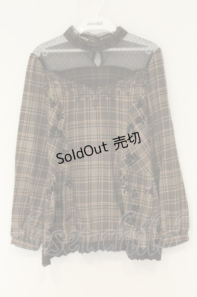 画像1: axes femme / チェック柄ペプラムBL M ブラウン O-26-08-13-099-AX-BL-IG-OS (1)