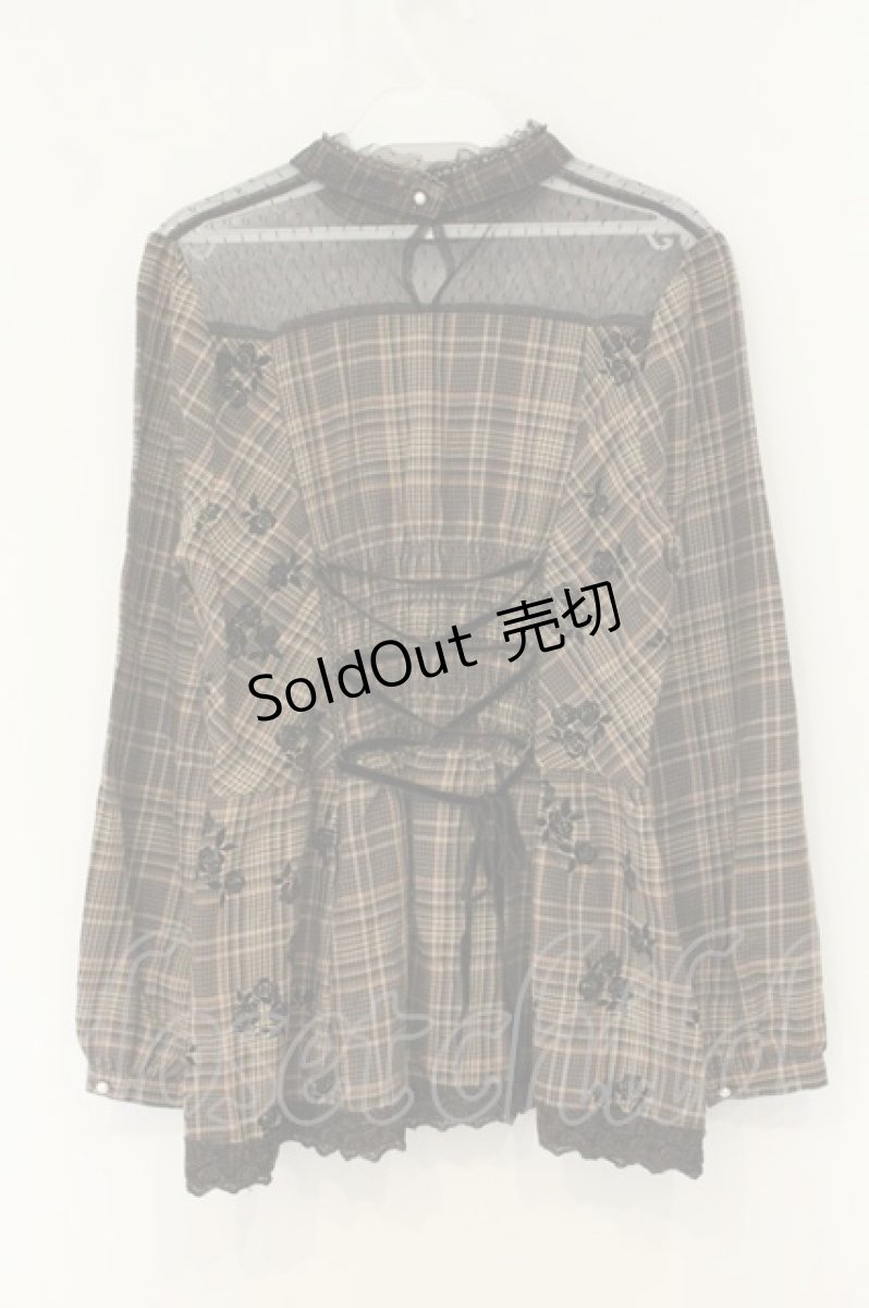 画像4: axes femme / チェック柄ペプラムBL M ブラウン O-26-08-13-099-AX-BL-IG-OS (4)