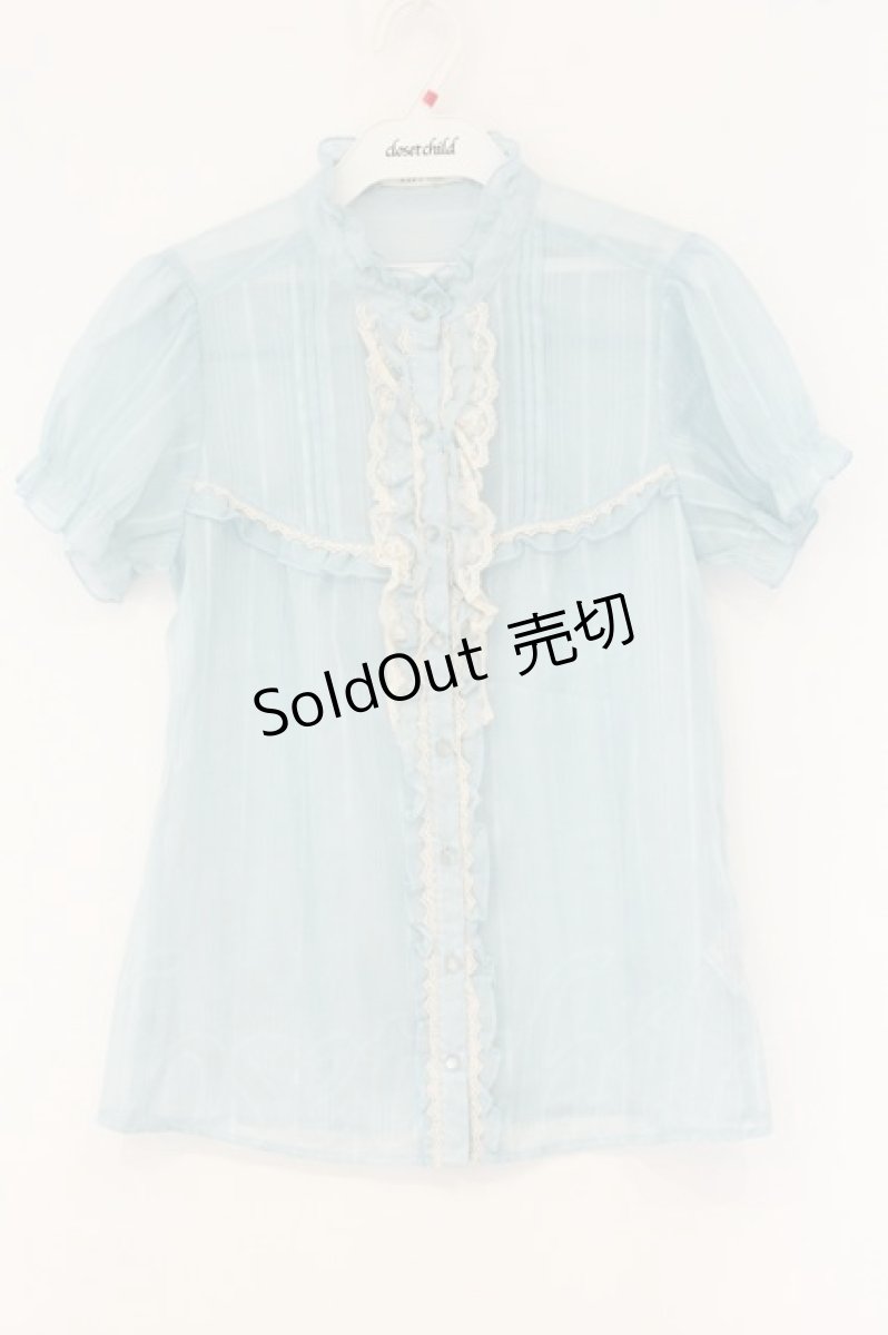 画像1: axes femme / ボウタイ付フィルムドビーブラウス【ボウタイ欠品】 M サックス O-26-08-13-101-AX-BL-IG-OS (1)