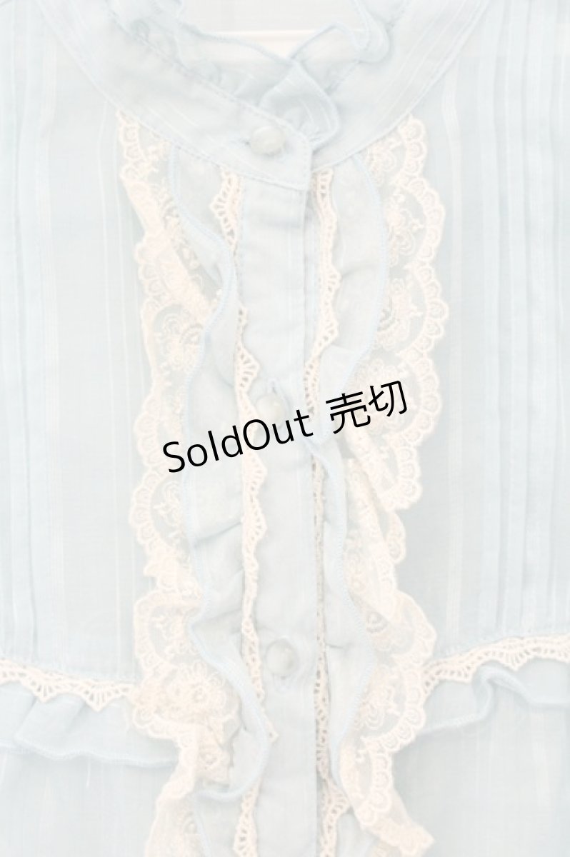 画像2: axes femme / ボウタイ付フィルムドビーブラウス【ボウタイ欠品】 M サックス O-26-08-13-101-AX-BL-IG-OS (2)