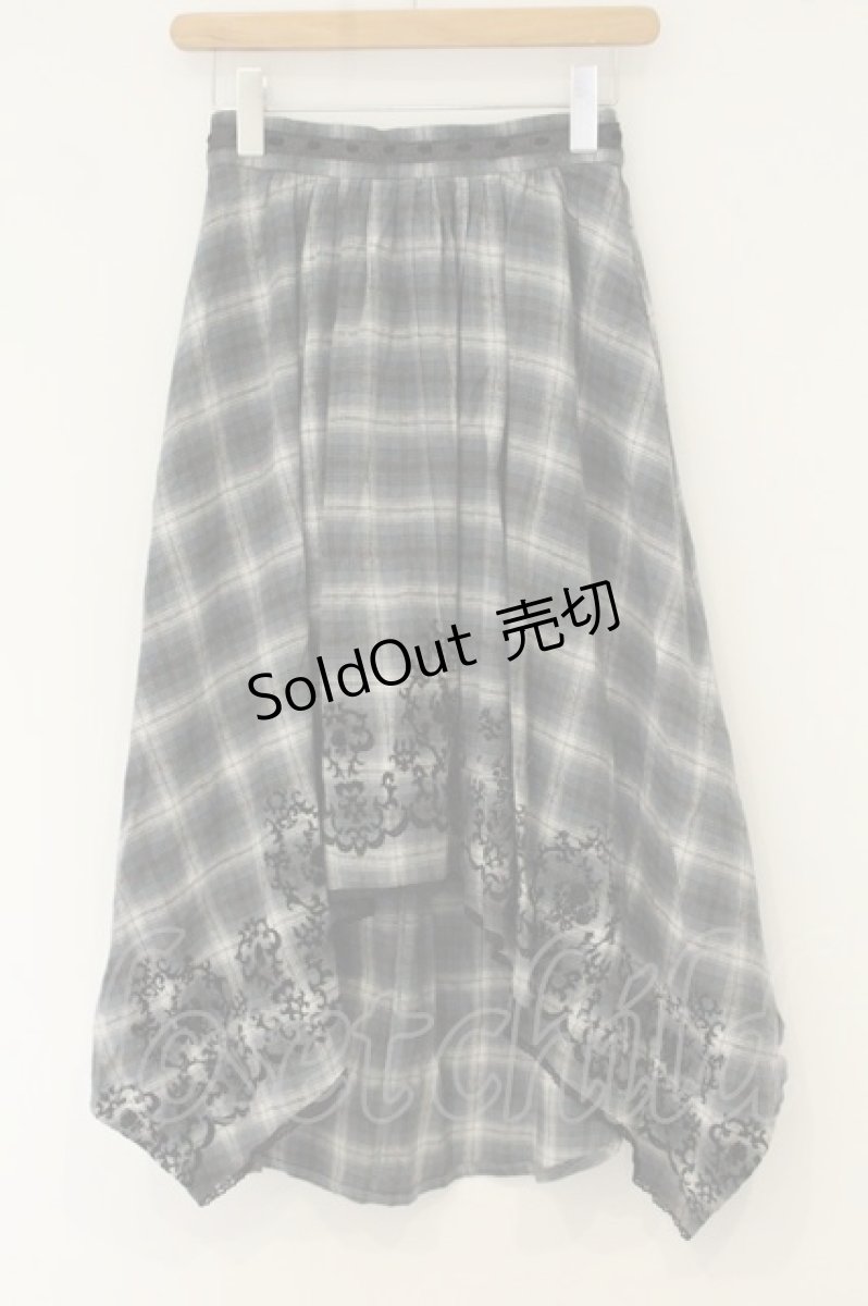画像1: axes femme / 裾フロッキーチェックヘムスカート M グリーン O-26-08-13-103-AX-SK-IG-OS (1)