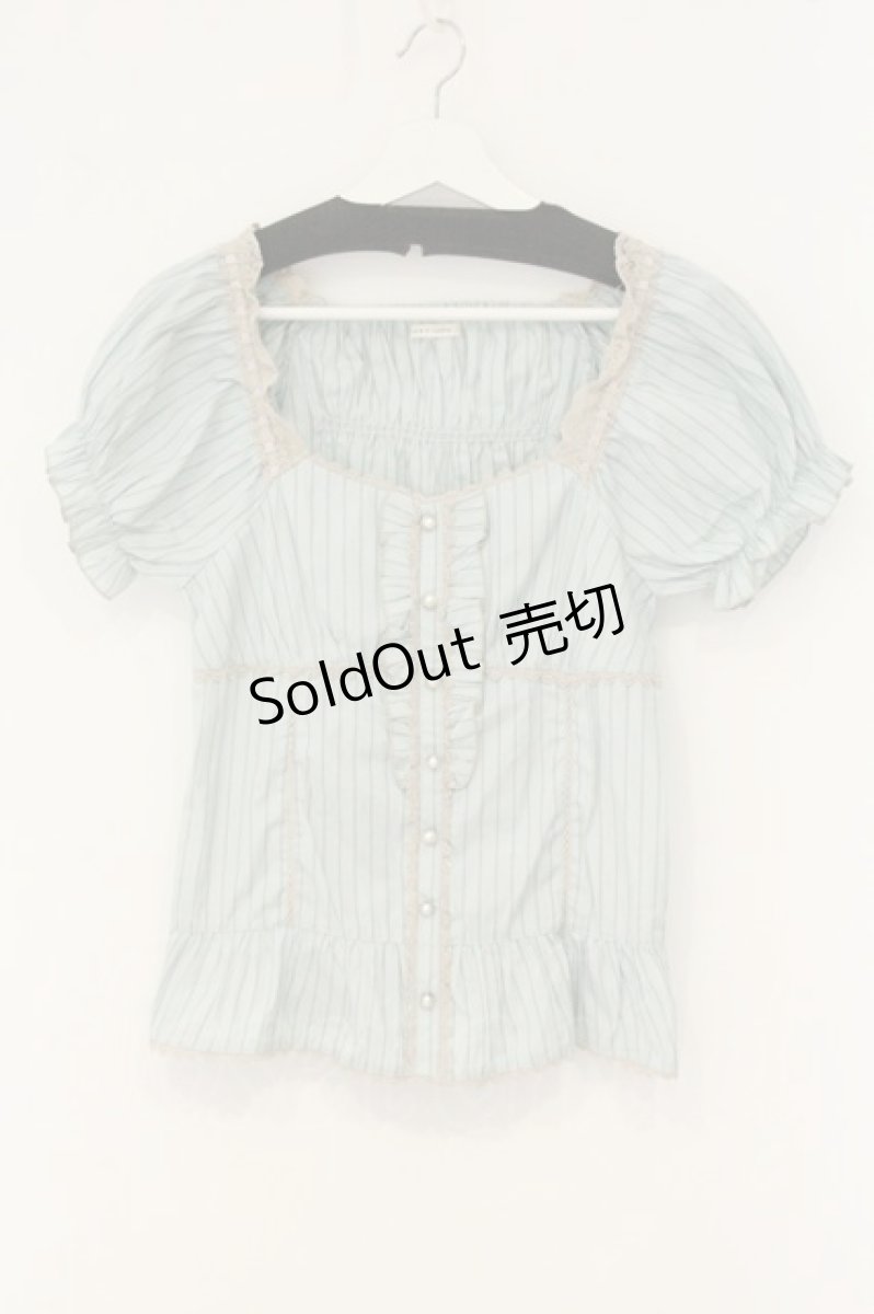 画像1: axes femme / 半袖パフスリーブブラウス M サックス O-26-08-13-111-AX-BL-IG-OS (1)