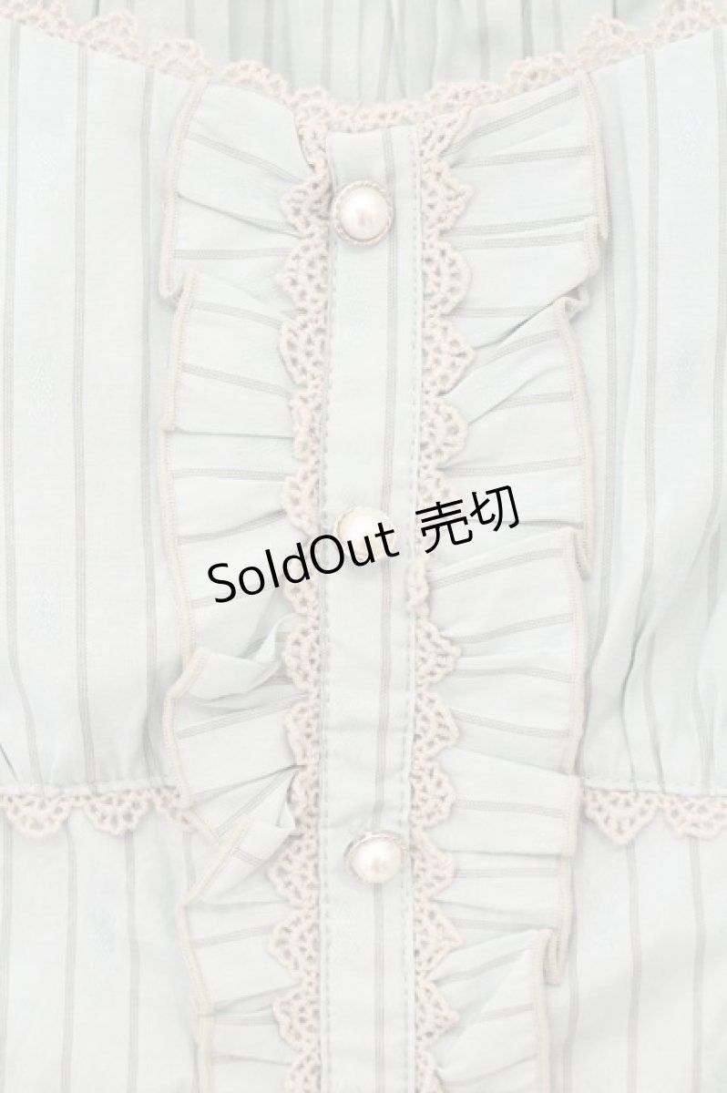 画像2: axes femme / 半袖パフスリーブブラウス M サックス O-26-08-13-111-AX-BL-IG-OS (2)