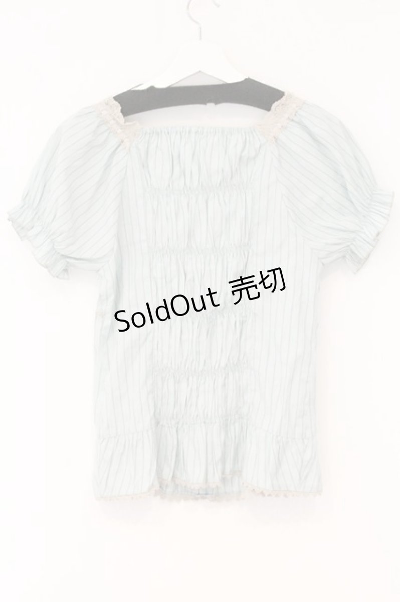 画像4: axes femme / 半袖パフスリーブブラウス M サックス O-26-08-13-111-AX-BL-IG-OS (4)