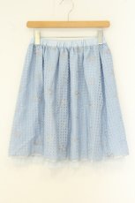 画像1: axes femme / 総刺繍シアーギンガムスカート M サックス O-26-08-13-114-AX-SK-IG-OS (1)