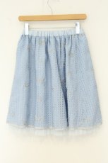 画像3: axes femme / 総刺繍シアーギンガムスカート M サックス O-26-08-13-114-AX-SK-IG-OS (3)