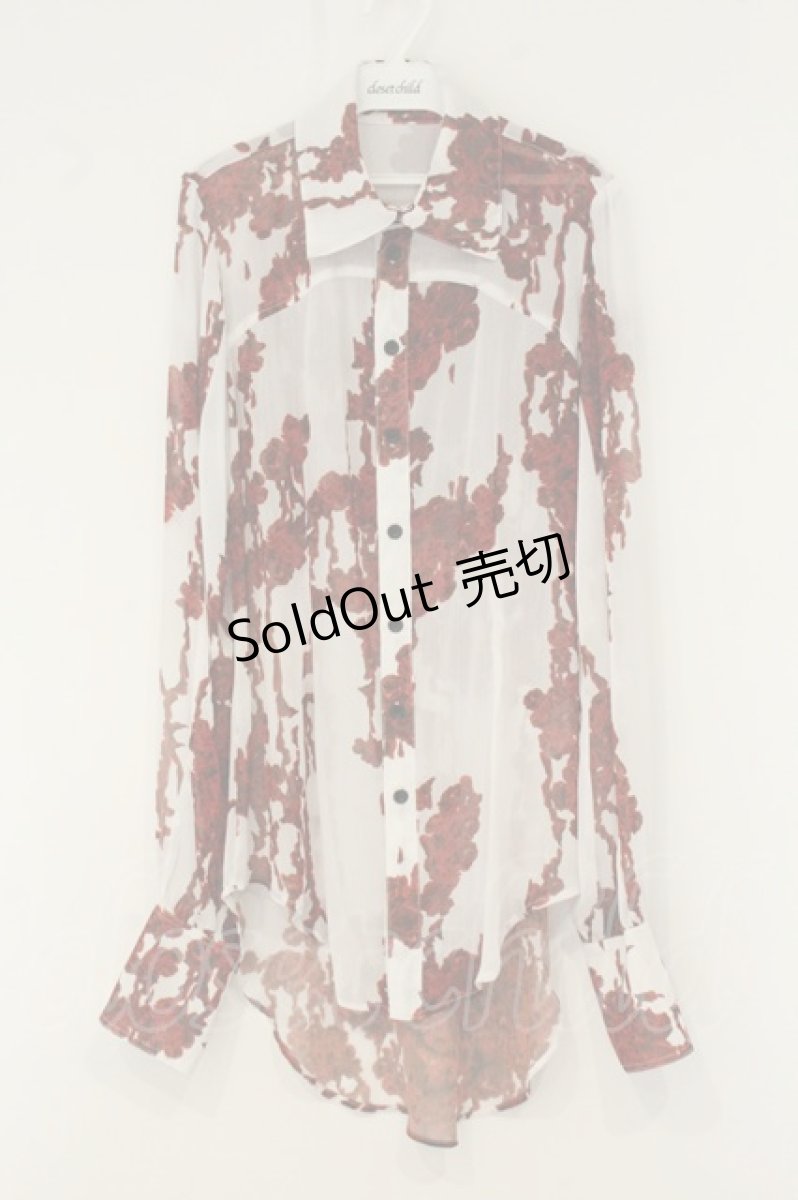 画像1: NAOTO SEVEN / bloody rose blouse  ホワイト×ワイン O-26-08-13-010-HN-BL-IG-OS (1)