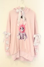 画像1: TRAVAS TOKYO / Trany Bear Ears Hoodie/レースリボン付きくまプリントプルオーバーパーカー F ピンク O-26-08-13-122-PU-TO-YM-OS (1)