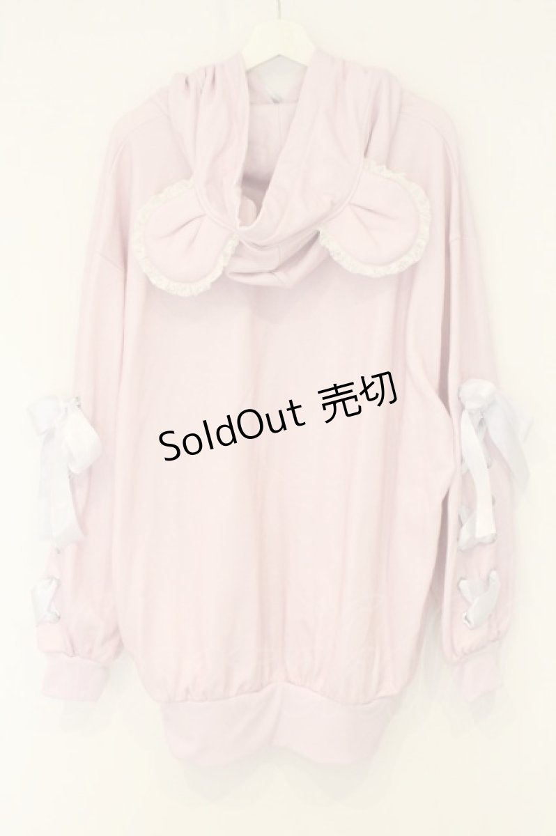 画像4: TRAVAS TOKYO / Trany Bear Ears Hoodie/レースリボン付きくまプリントプルオーバーパーカー F ピンク O-26-08-13-122-PU-TO-YM-OS (4)