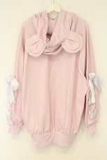 画像4: TRAVAS TOKYO / Trany Bear Ears Hoodie/レースリボン付きくまプリントプルオーバーパーカー F ピンク O-26-08-13-122-PU-TO-YM-OS (4)