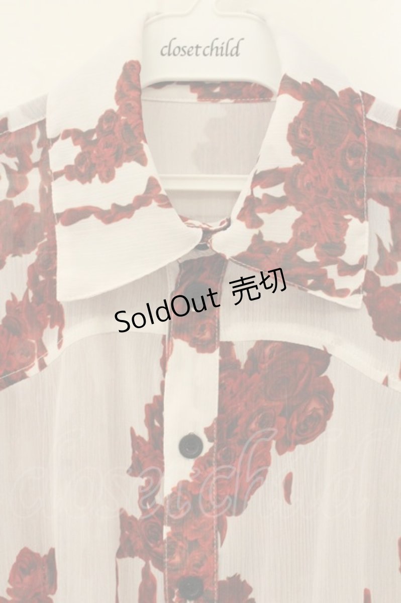 画像2: NAOTO SEVEN / bloody rose blouse  ホワイト×ワイン O-26-08-13-010-HN-BL-IG-OS (2)