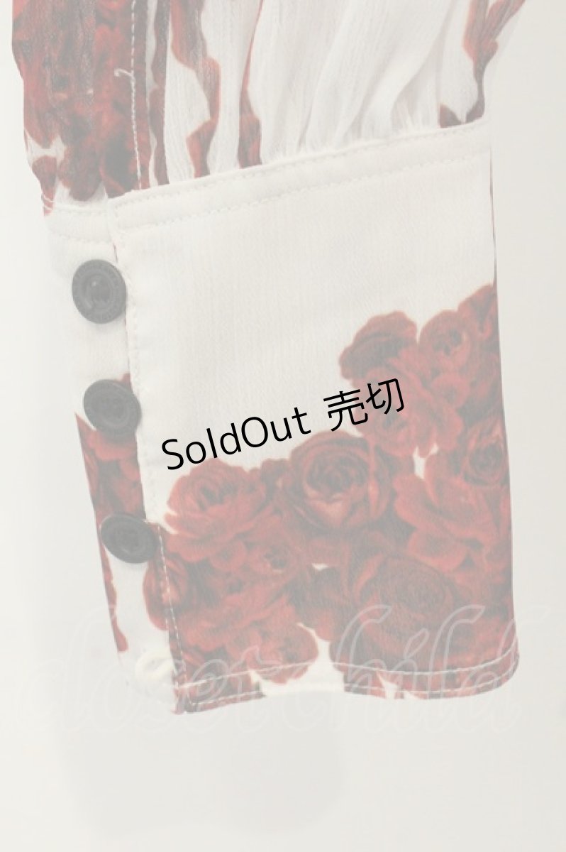 画像3: NAOTO SEVEN / bloody rose blouse  ホワイト×ワイン O-26-08-13-010-HN-BL-IG-OS (3)