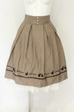 画像1: axes femme POETIQUE / ネコ×楽譜刺繍スカート M モカ O-26-08-14-009-AX-SK-OW-OS (1)