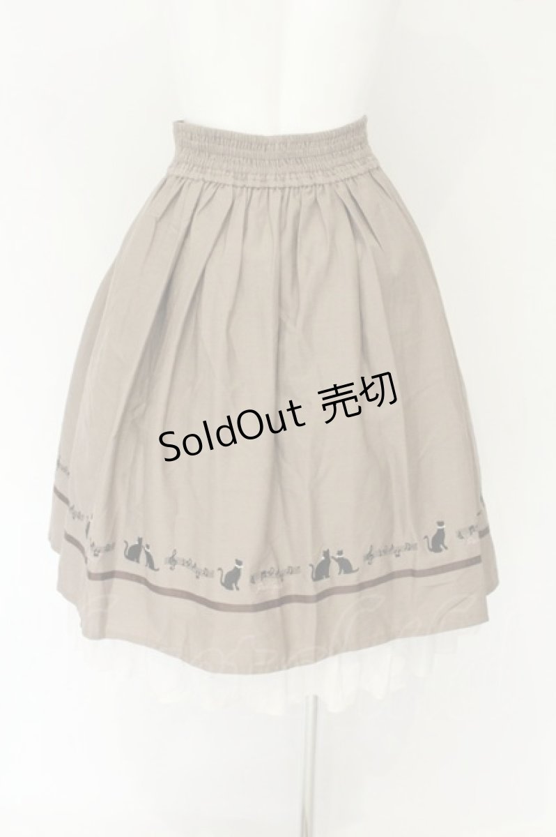画像4: axes femme POETIQUE / ネコ×楽譜刺繍スカート M モカ O-26-08-14-009-AX-SK-OW-OS (4)