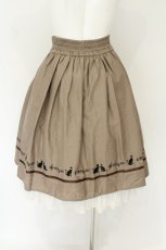 画像4: axes femme POETIQUE / ネコ×楽譜刺繍スカート M モカ O-26-08-14-009-AX-SK-OW-OS (4)