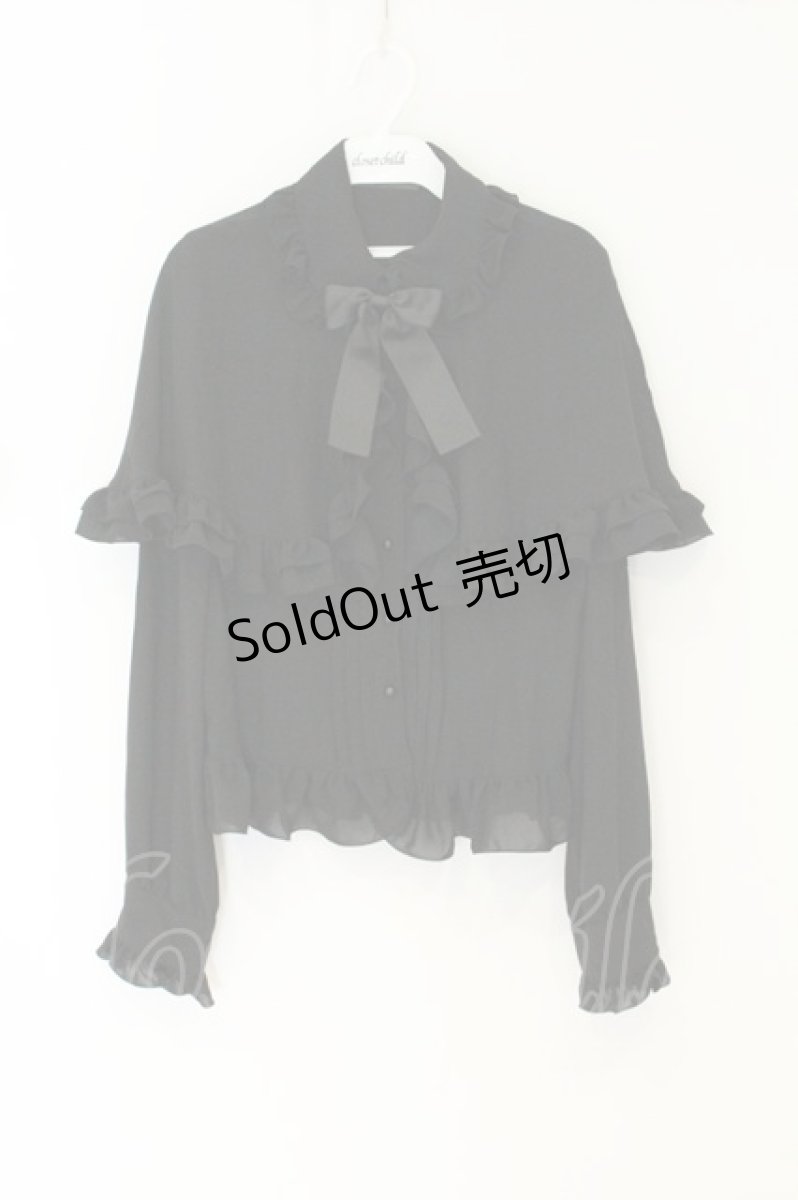 画像1: AND ROMEO / 高貴なケープのシフォンドレープブラウス クロ O-26-08-14-012-LO-BL-IG-OS (1)