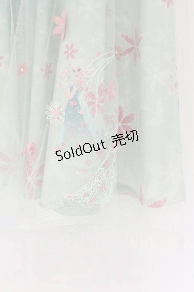 画像2: Secret Honey / チュールフラワーワンピース（アナと雪の女王 エルサノサプライズver） 2 グリーン O-26-08-14-016-CA-OP-OW-OS (2)
