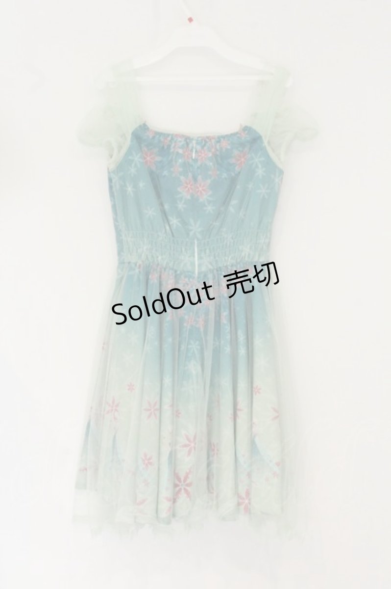 画像3: Secret Honey / チュールフラワーワンピース（アナと雪の女王 エルサノサプライズver） 2 グリーン O-26-08-14-016-CA-OP-OW-OS (3)