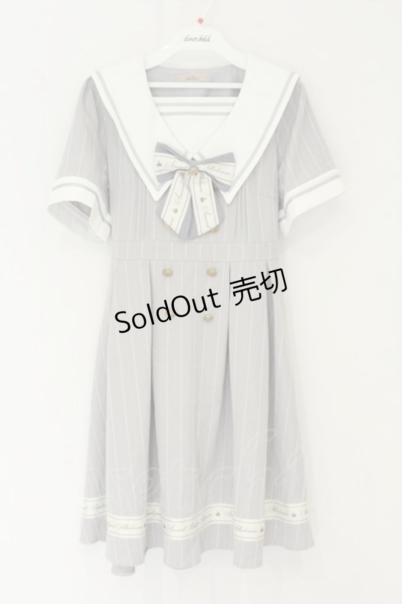 画像1: Amavel / Message Ribbonセーラーワンピース グレー O-26-08-14-022-CA-OP-IG-OS (1)