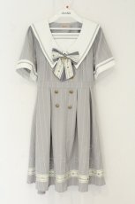 画像1: Amavel / Message Ribbonセーラーワンピース グレー O-26-08-14-022-CA-OP-IG-OS (1)