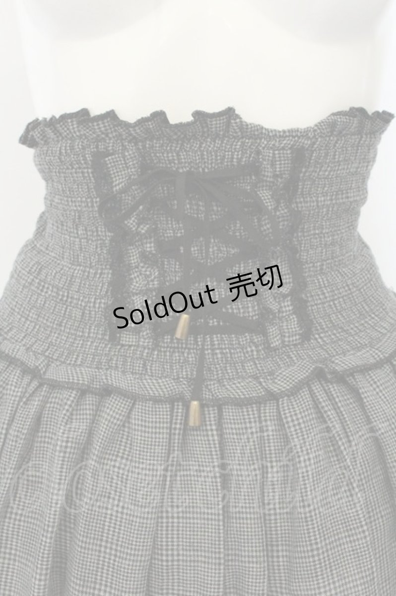 画像2: axes femme / グレンチェックハイウエストスカート M グレー×クロ O-26-08-14-027-AX-SK-IG-OS (2)