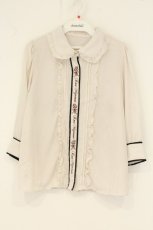 画像1: axes femme POETIQUE / バラメッセージ刺繍ブラウス M キナリ O-26-08-15-042-AX-BL-OW-OS (1)