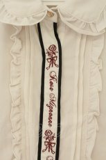 画像2: axes femme POETIQUE / バラメッセージ刺繍ブラウス M キナリ O-26-08-15-042-AX-BL-OW-OS (2)
